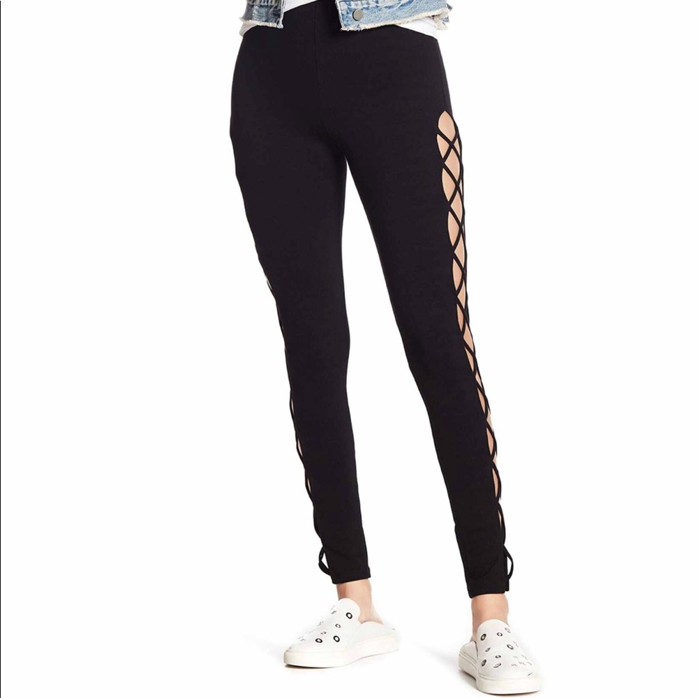 Open side cross cross leggings
